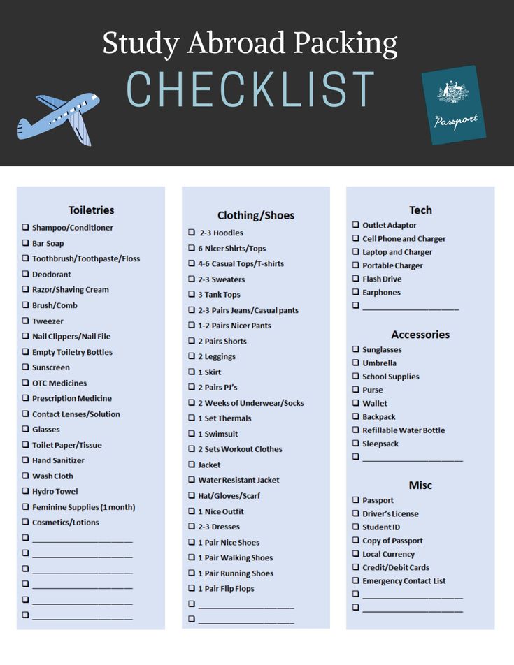 study abroad checklist