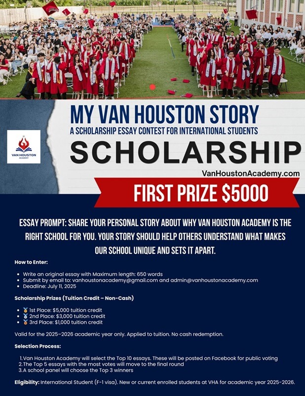 Van Houston Academy 10 VHA Int Student My Van Story Scholarship 25-26