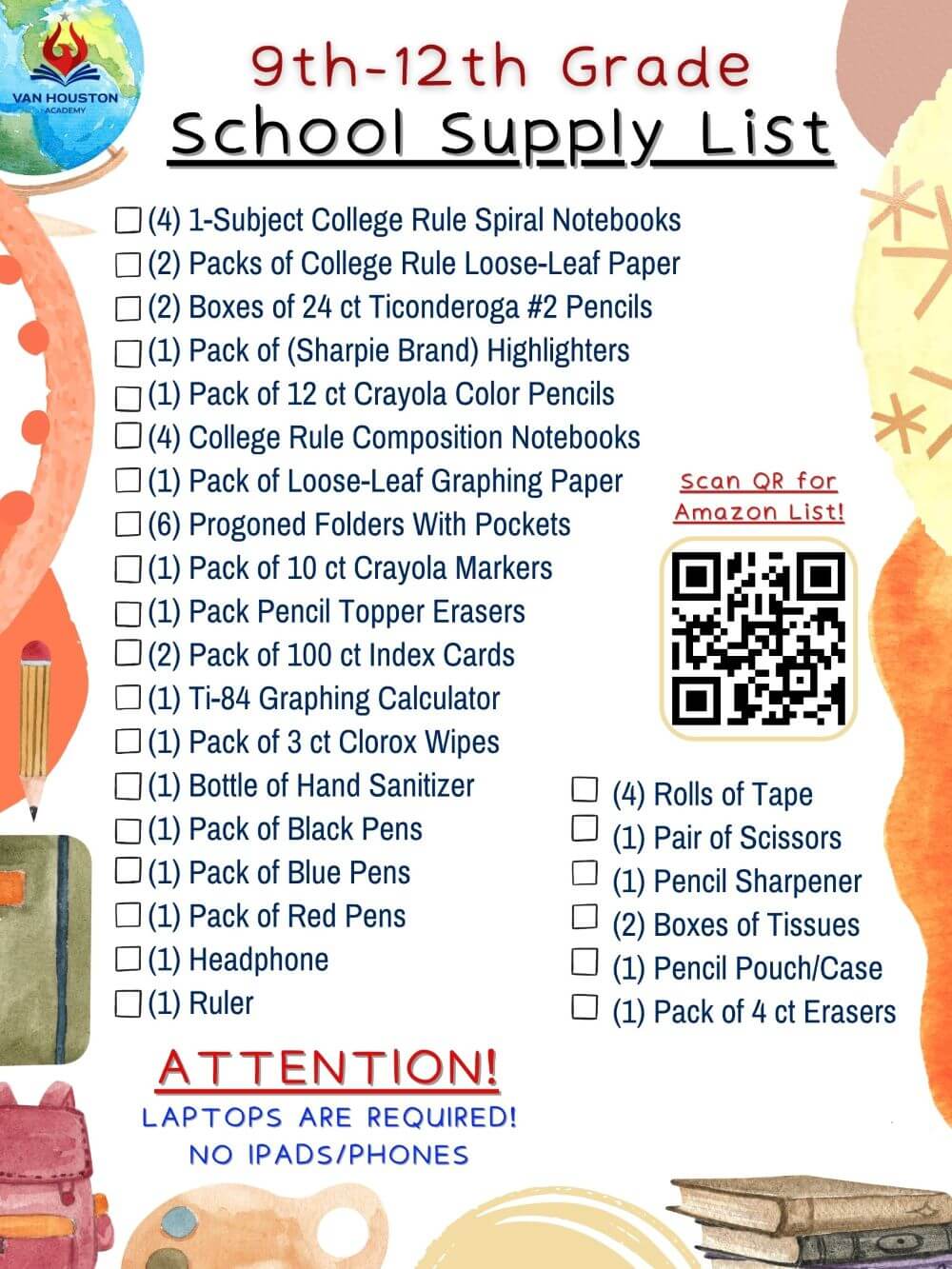 9th 12th School Supply List 1